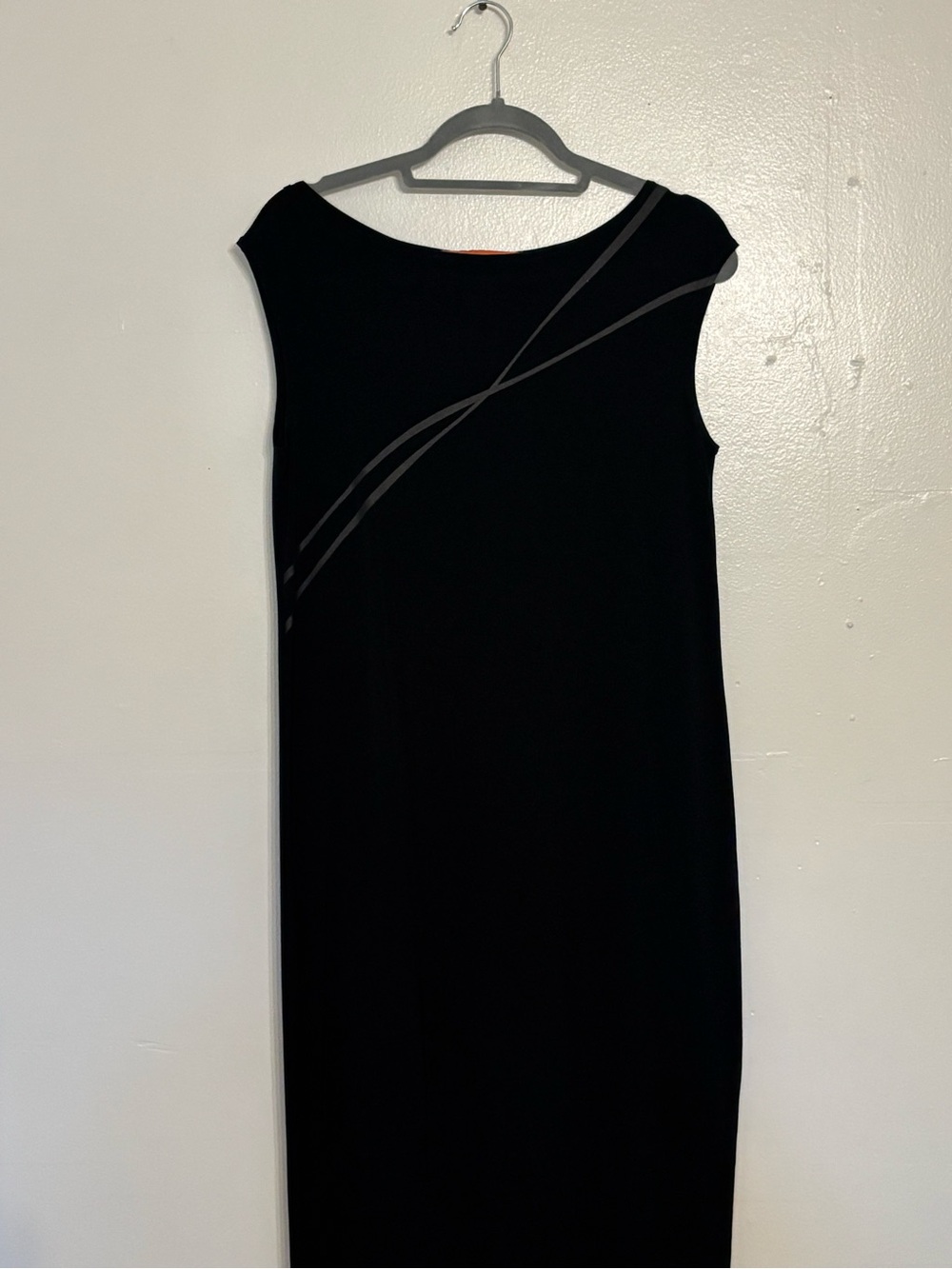 Cynthia Steffe Black Sleeveless Maxi Dress with Subtle Diagonal Lines